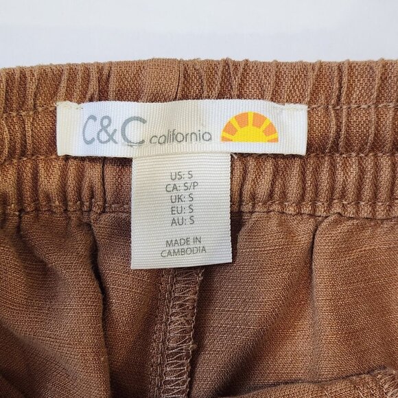 C&C California Linen Blend Jogger Pant Womens S Umber Brown Pull On - Picture 3 of 10
